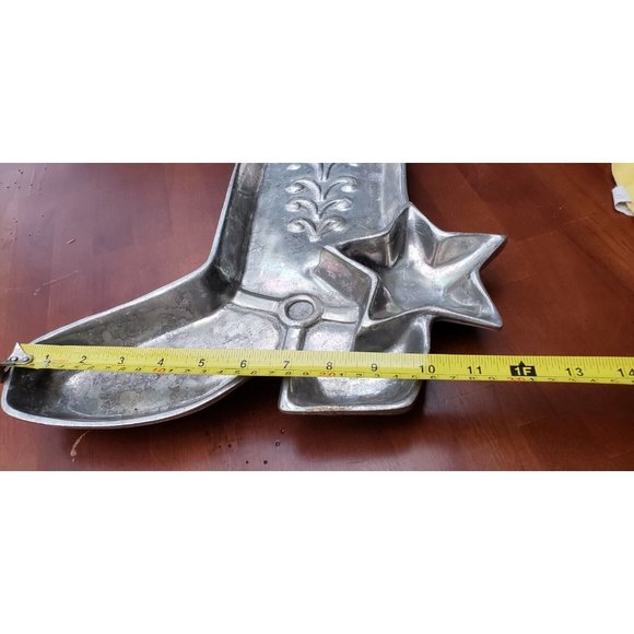 Large HOLLAND BOONE Alloy Pewter Western Cowboy Boot Star Center Piece Bowl - Picture 3 of 9